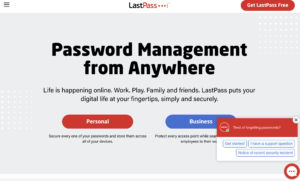 lastpass screen text that reads password management from anywhere